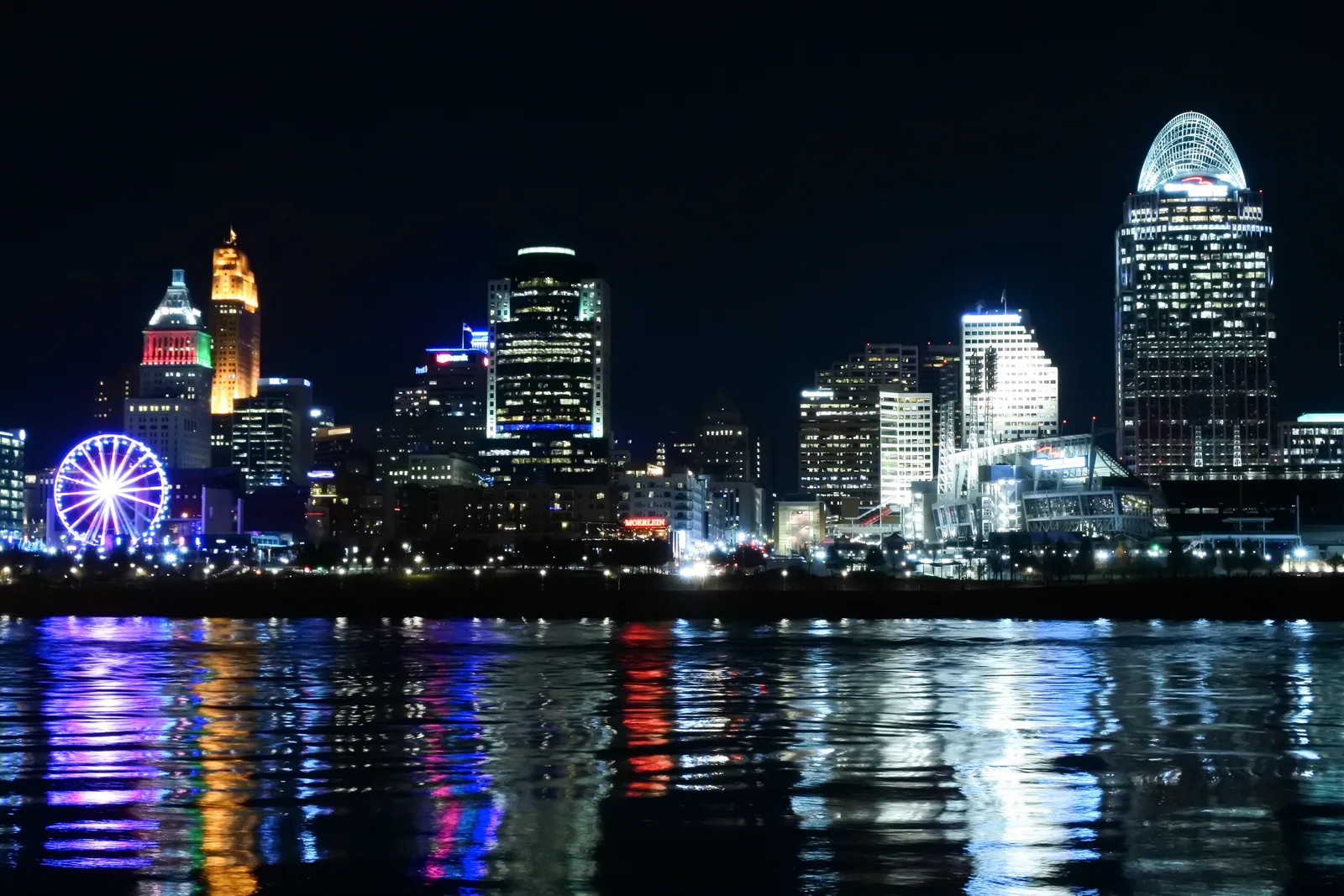 The downtown Cincinnati skyline along the Ohio River